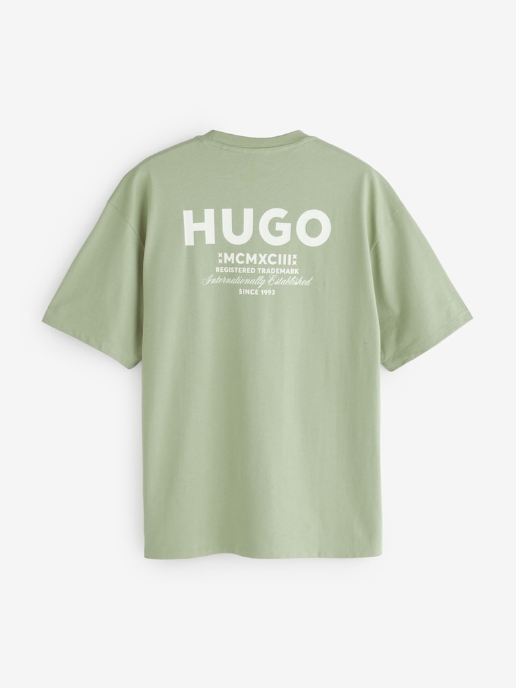 HUGO Mint Green Nalono Relaxed Fit Graphic Logo T-Shirt - Image 7 of 7 HUGO Mint Green Nalono Relaxed Fit Graphic Logo T-Shirt - Image 7 of 7