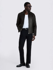 Musta - MOSS Nappa Zip Jacket - Kuva 2 / 4