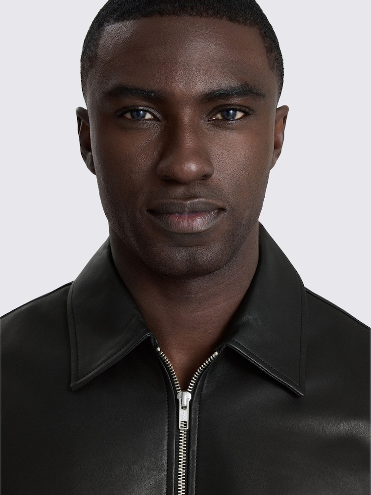 Musta - MOSS Nappa Zip Jacket - Kuva 4 / 4