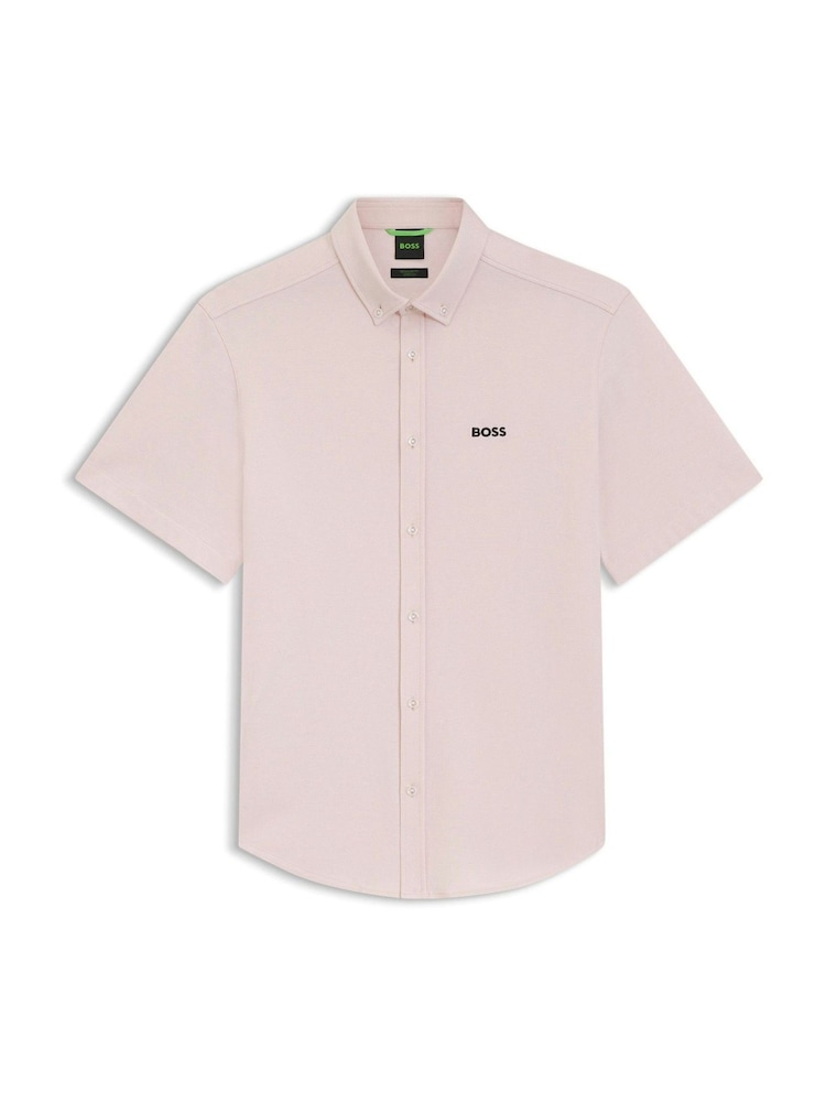 BOSS Light  Pink Motion Cotton Regular Fit Short Sleeve Shirt - Image 1 of 1