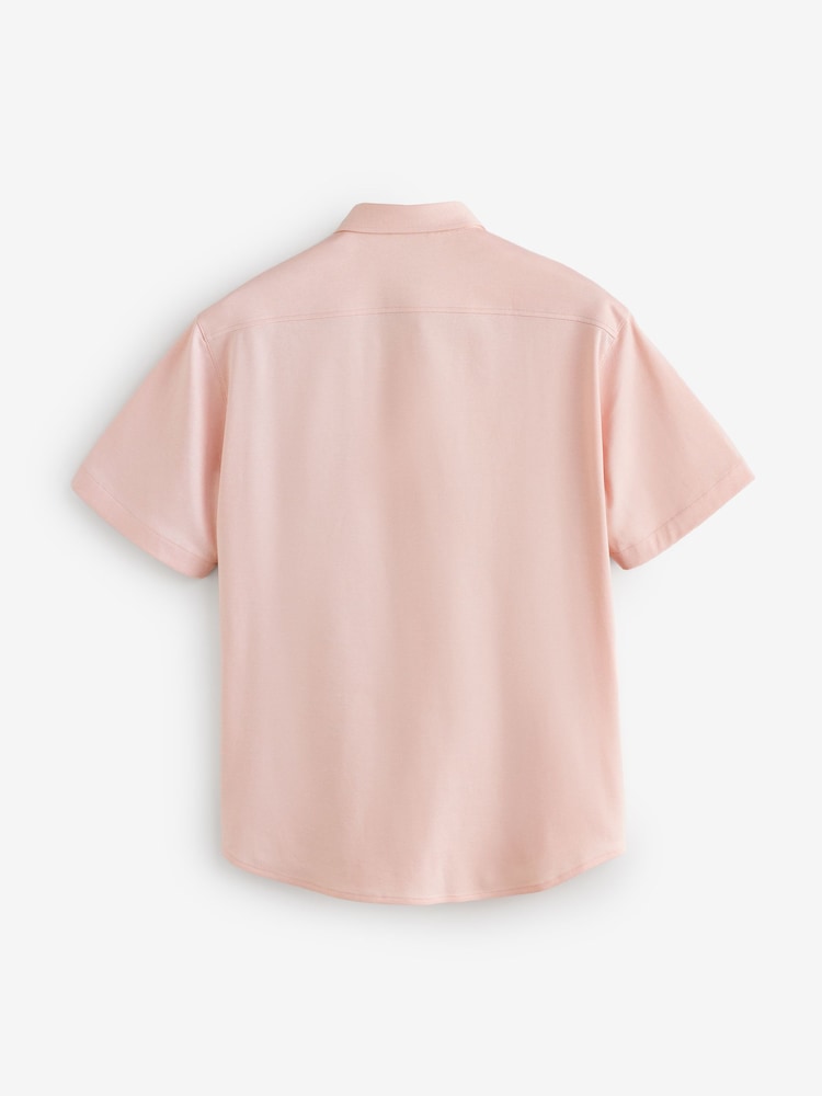 BOSS Light Pink Motion Cotton Regular Fit Short Sleeve Shirt - Image 2 of 2 BOSS Light Pink Motion Cotton Regular Fit Short Sleeve Shirt - Image 2 of 2