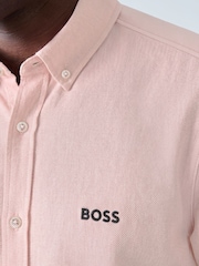 BOSS Light  Pink Motion Cotton Regular Fit Short Sleeve Shirt - Image 3 of 5