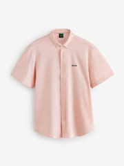 BOSS Light  Pink Motion Cotton Regular Fit Short Sleeve Shirt - Image 4 of 5