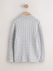 ប្រផេះ - Zip Neck Cable Knit Jumper (3-16yrs) - រូបភាព 2 នៃ 4