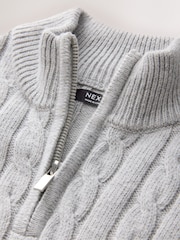ប្រផេះ - Zip Neck Cable Knit Jumper (3-16yrs) - រូបភាព 3 នៃ 4
