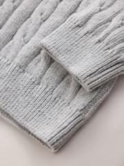 ប្រផេះ - Zip Neck Cable Knit Jumper (3-16yrs) - រូបភាព 4 នៃ 4