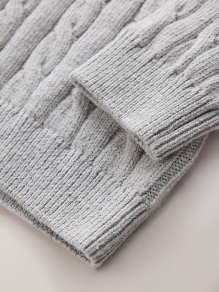 ប្រផេះ - Zip Neck Cable Knit Jumper (3-16yrs) - រូបភាព 4 នៃ 4