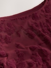 Plum Purple Flute Sleeve Flocked Bodysuit - Image 2 of 3