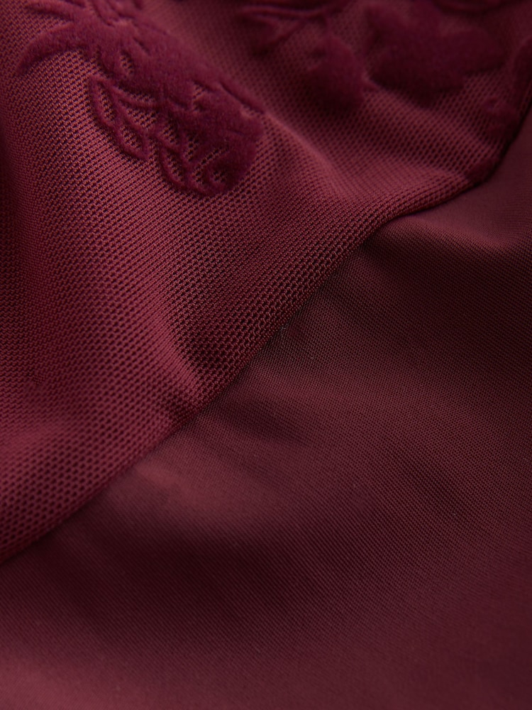 Plum Purple Flute Sleeve Flocked Bodysuit - Image 3 of 3 Plum Purple Flute Sleeve Flocked Bodysuit - Image 3 of 3