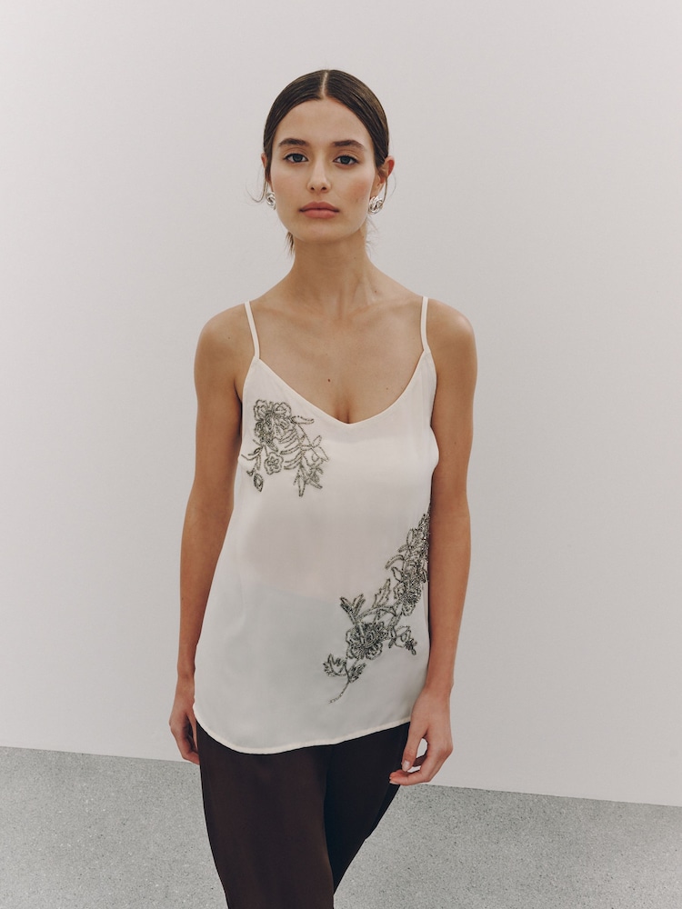 Hvid - Sequin Embellished Cami Top - Billede 2 af 7