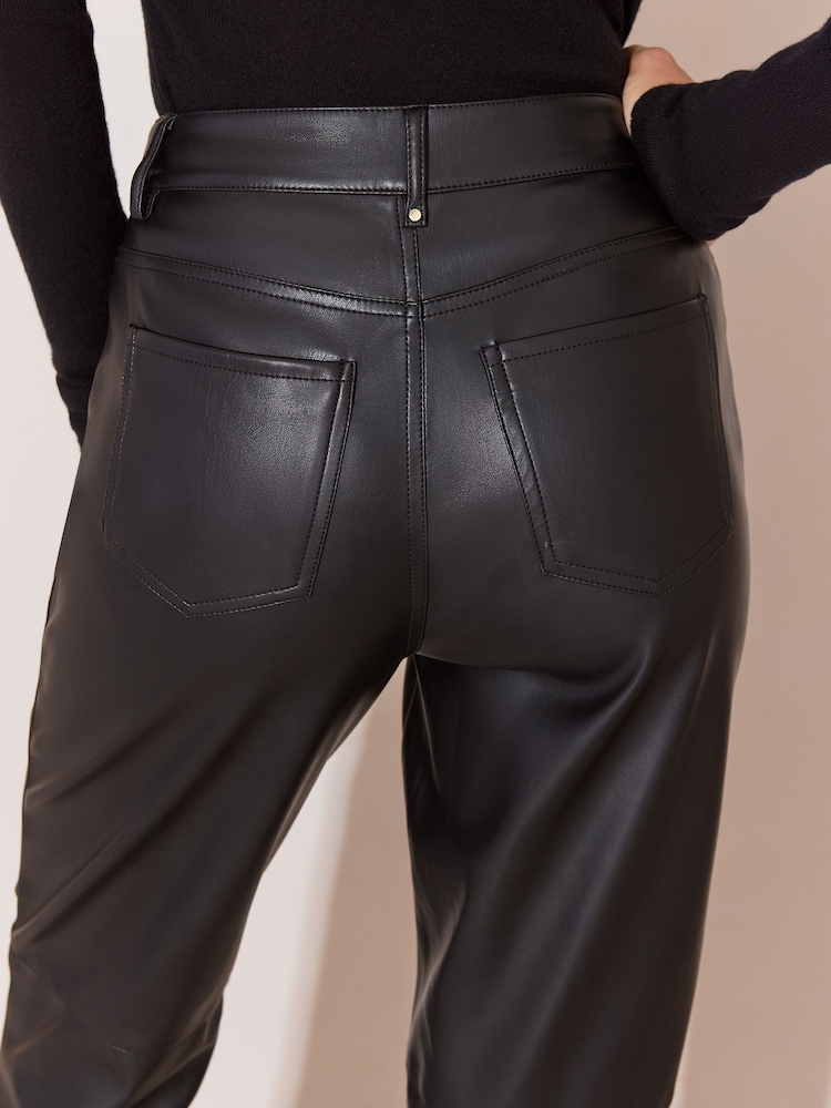 Lipsy Black Petite Faux Leather Straight Leg Trousers - Image 5 of 5 Lipsy Black Petite Faux Leather Straight Leg Trousers - Image 5 of 5