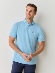 Peter Millar Blue Hales Performance Sean Self Collar Jersey Polo Shirt - Image 1 of 5