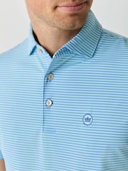 Peter Millar Blue Hales Performance Sean Self Collar Jersey Polo Shirt - Image 4 of 5