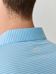 Peter Millar Blue Hales Performance Sean Self Collar Jersey Polo Shirt - Image 5 of 5
