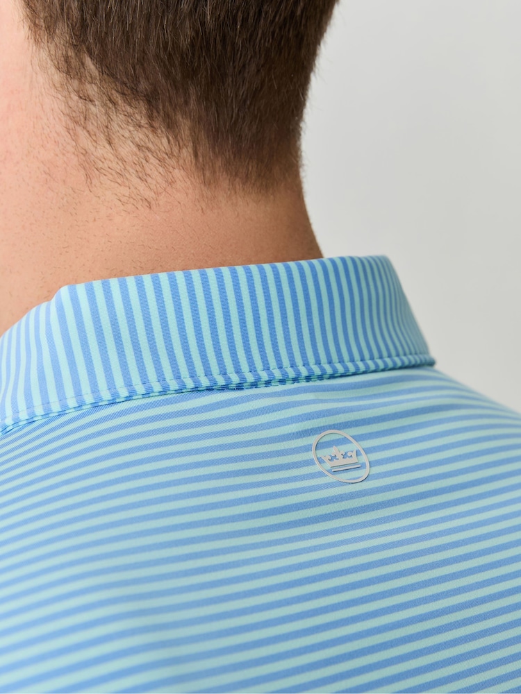 Peter Millar Blue Hales Performance Sean Self Collar Jersey Polo Shirt - Image 5 of 5