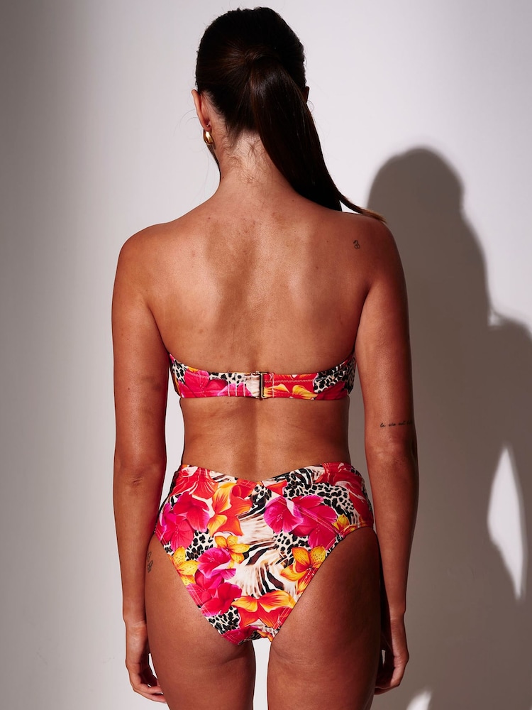 South Beach Leopard Floral Printed Removable Straps Bikinis - Obraz 4 z 4