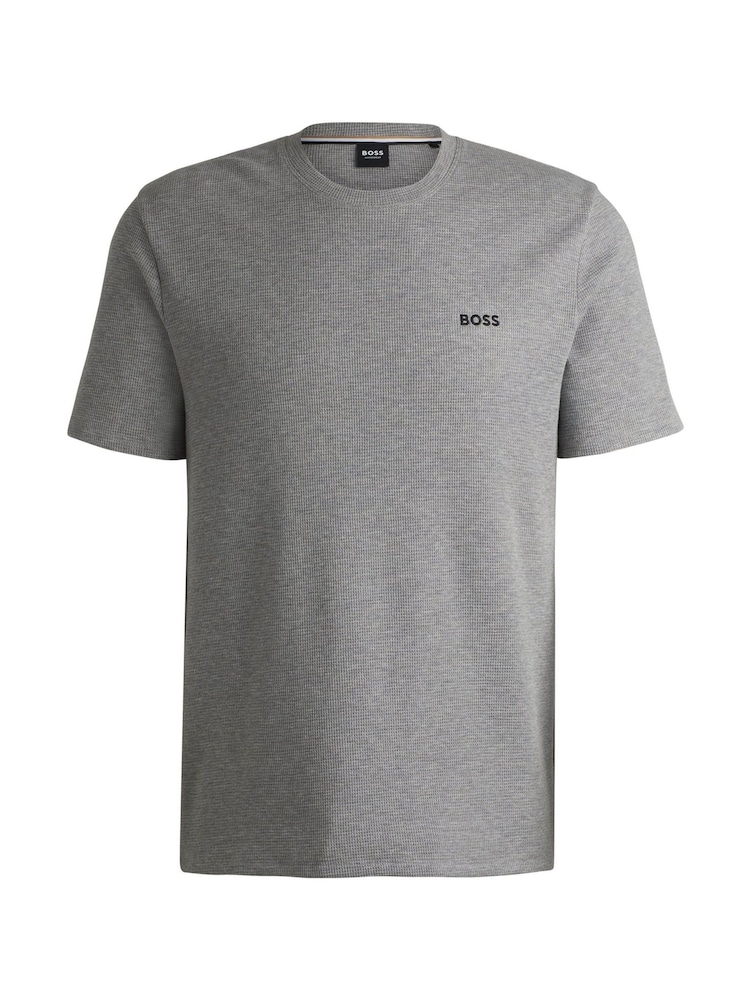 BOSS Grey Short Sleeve Logo Waffle T-Shirt - Image 1 of 1