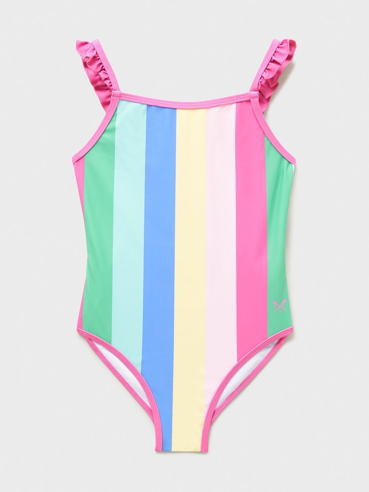 Crew Clothing Pink Knitted Frill Swimsuit - Image 1 of 3