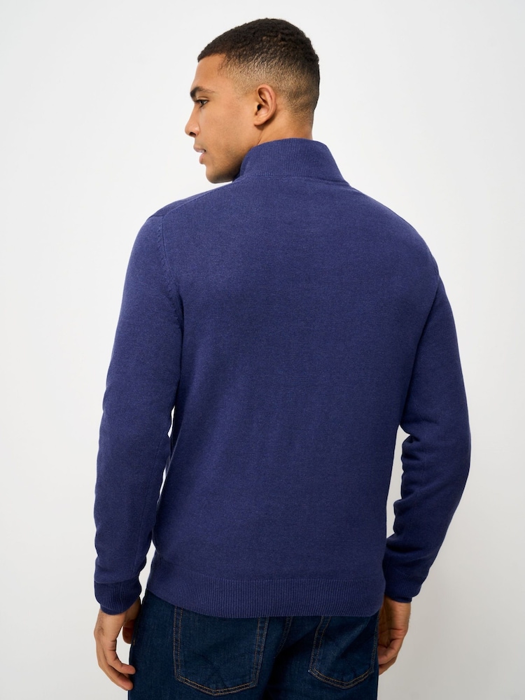 Crew Clothing Blue Cotton Half Zip Jumper - Image 2 of 5