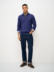 Crew Clothing Blue Cotton Half Zip Jumper - Image 3 of 5