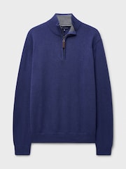 Crew Clothing Blue Cotton Half Zip Jumper - Image 5 of 5