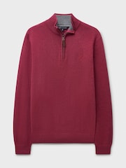 Crew Clothing Red Cotton Half Zip Jumper - Image 5 of 5