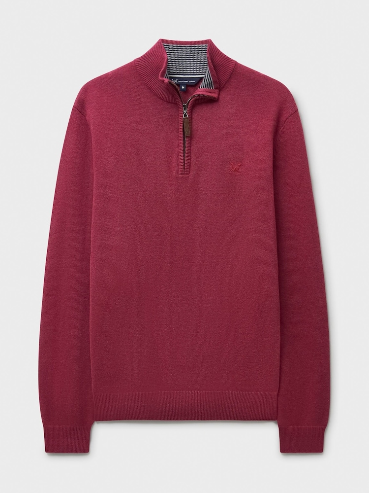 Crew Clothing Red Cotton Half Zip Jumper - Image 5 of 5