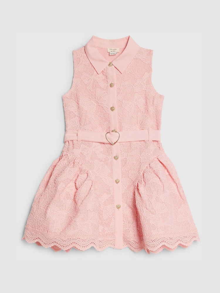River Island Bow Lace Belted Dress - Image 1 of 4 River Island Bow Lace Belted Dress - Image 1 of 4