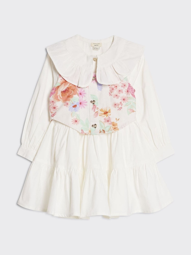 River Island White Hybrid 2 in 1 Shirt Dress - Image 1 of 5