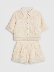 River Island Cream Lace Blouse and Short Set - Image 1 of 4