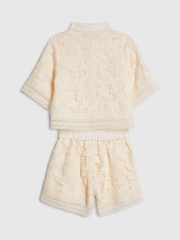 River Island Cream Lace Blouse and Short Set - Image 2 of 4