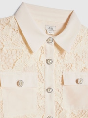 River Island Cream Lace Blouse and Short Set - Image 3 of 4