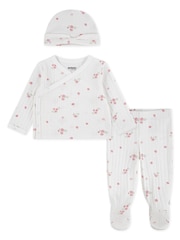 Alb - Huggies Ribbed Top Leggings & Hat Set - Imaginea 1 din 4