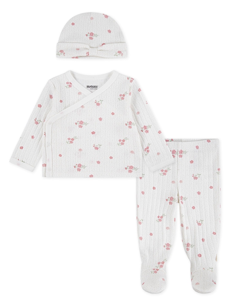 Alb - Huggies Ribbed Top Leggings & Hat Set - Imaginea 1 din 4