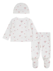 Alb - Huggies Ribbed Top Leggings & Hat Set - Imaginea 2 din 4
