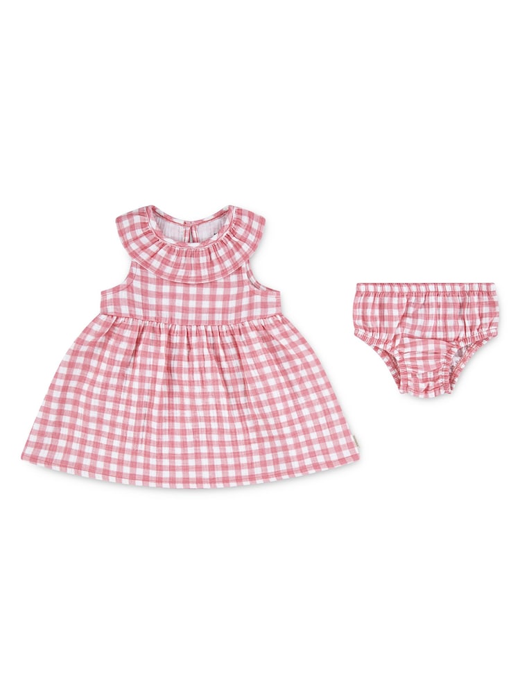 Huggies Baby Pink Gingham Dress & Bloomers Set - Εικόνα 1 του 3