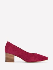 Boden Red Suede Block Heel Courts - Image 2 of 5