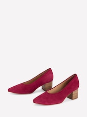 Boden Red Suede Block Heel Courts - Image 3 of 5