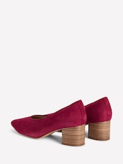 Boden Red Suede Block Heel Courts - Image 4 of 5