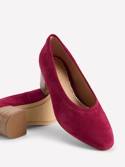 Boden Red Suede Block Heel Courts - Image 5 of 5