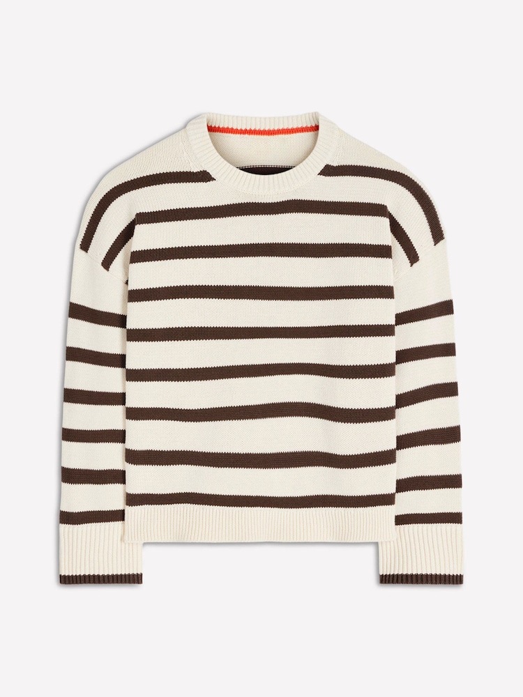 Boden Cream Lucy Relaxed Cotton Jumper - Image 1 of 3