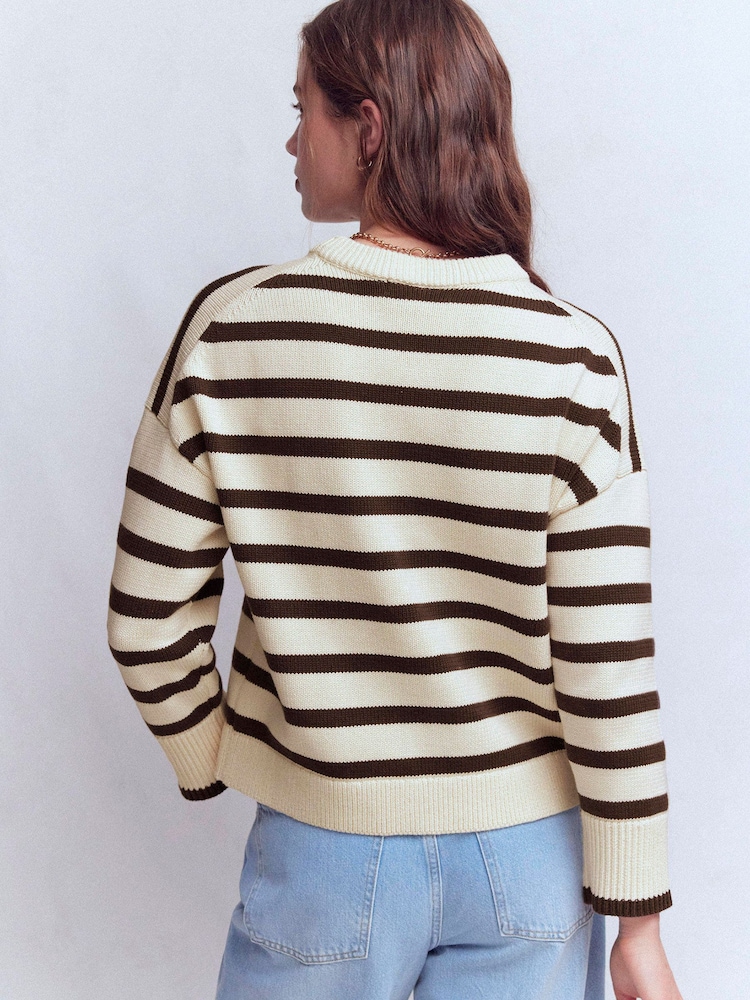 Boden Cream Lucy Relaxed Cotton Jumper - Image 3 of 3
