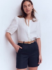 Boden Blue Belgravia Linen Shorts - Image 5 of 6