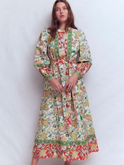 Boden Green Ava Linen Blend Midi Dress - Image 4 of 5