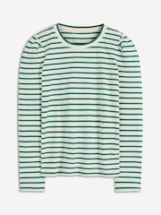 Boden Green Pleat Sleeve Stripe Top - Image 6 of 6