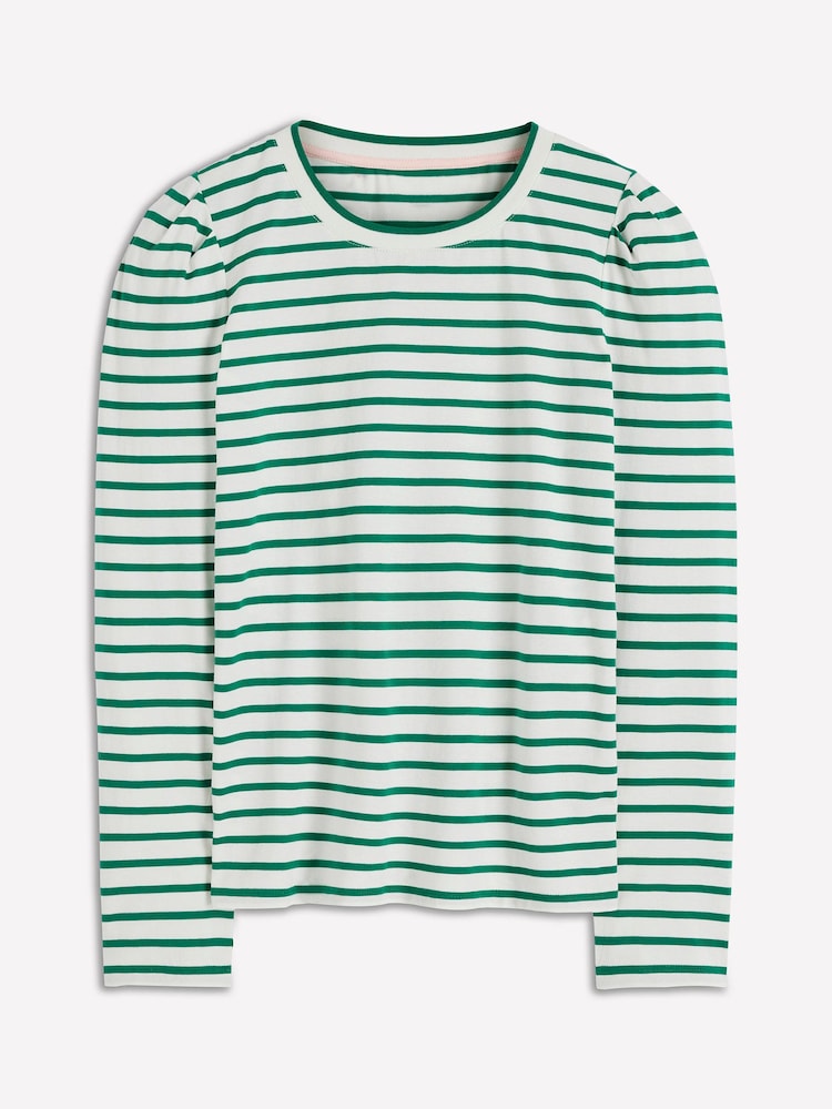 Boden Green Pleat Sleeve Stripe Top - Image 6 of 6