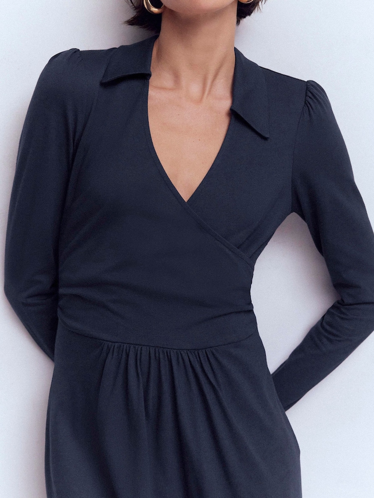 Boden Blue Carla Jersey Wrap Dress - Image 2 of 6