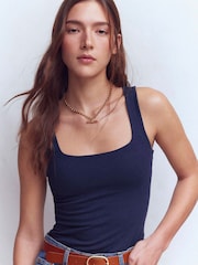 Boden Blue Double Layer Square Neck Vest - Image 1 of 4