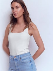 Boden White Double Layer Square Neck Vest - Image 1 of 4