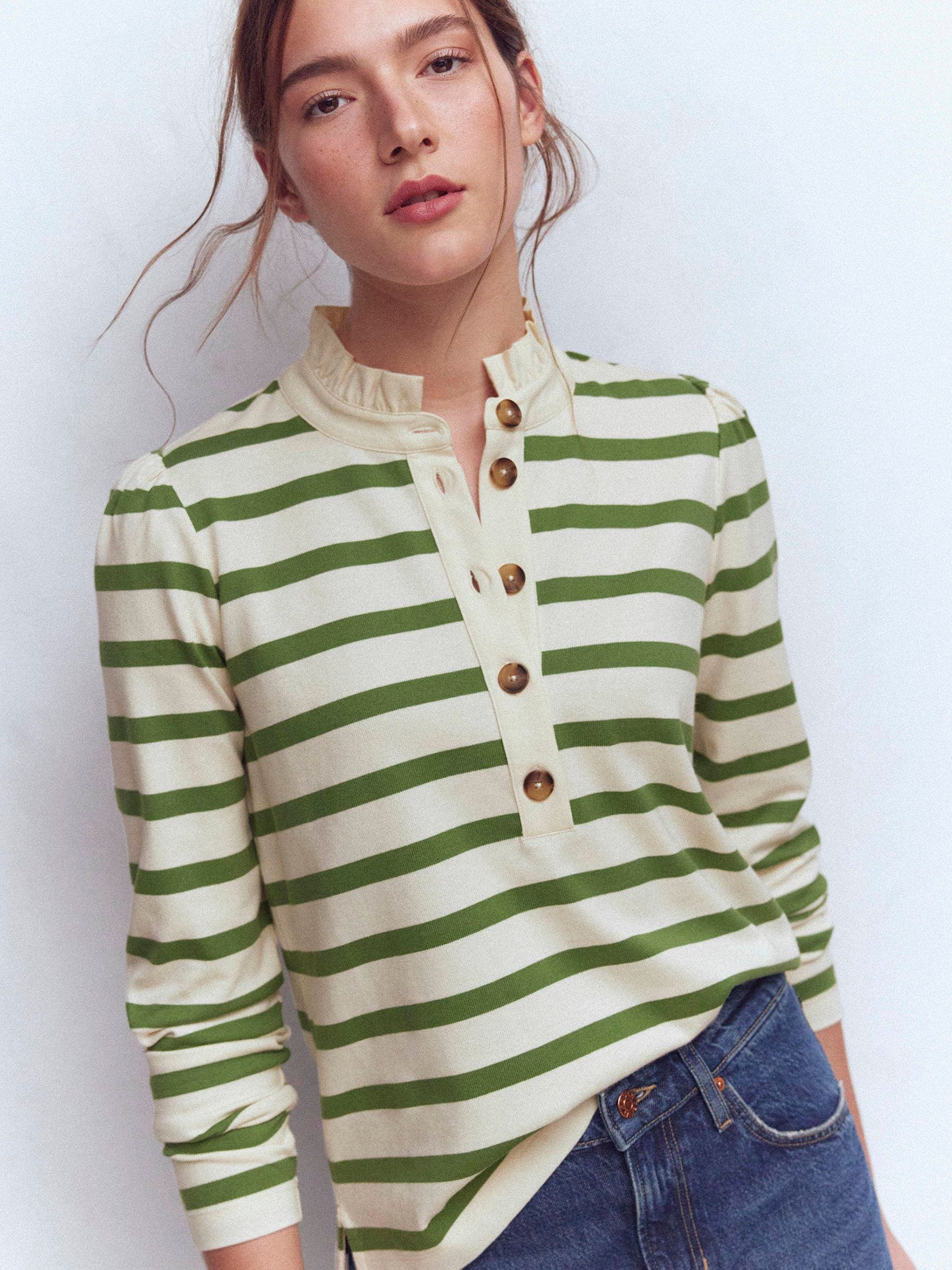 トップス border waffle undulate frill tops Buy Boden Green Ruffle Collar Mariner Top from Next USA